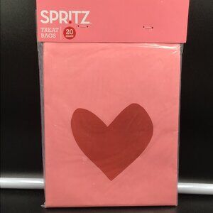 Spritz Paper Treat Bags Pink Bag Red Heart 20 Count